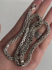Zincir Motifli 925 Ayar Gümüş Kolye 105 Gram - 3
