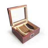 Mezmob Masif Yerli Sedir Ağacı Humidor Puro Kutusu Camlı 2 Bölmeli Dijital - 3