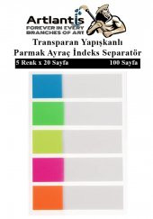 Kendinden Yapışkanlı Ayraç Postit 5 Renkli 1 Adet Yapışkanlı Not Kağıdı Transparan Parmak Ayraç İndeks Seperatör 5 Li Mini - 1