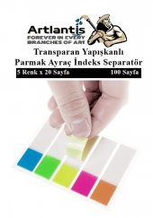 Kendinden Yapışkanlı Ayraç Postit 5 Renkli 1 Adet Yapışkanlı Not Kağıdı Transparan Parmak Ayraç İndeks Seperatör 5 Li Mini - 3