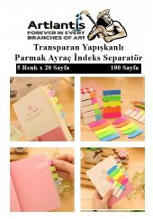 Kendinden Yapışkanlı Ayraç Postit 5 Renkli 1 Adet Yapışkanlı Not Kağıdı Transparan Parmak Ayraç İndeks Seperatör 5 Li Mini - 4