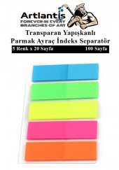 Kendinden Yapışkanlı Ayraç Postit 5 Renkli 1 Adet Yapışkanlı Not Kağıdı Transparan Parmak Ayraç İndeks Seperatör 5 Li Mini - 1