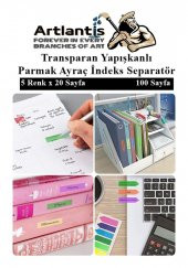 Kendinden Yapışkanlı Ayraç Postit 5 Renkli 1 Adet Yapışkanlı Not Kağıdı Transparan Parmak Ayraç İndeks Seperatör 5 Li Mini - 5