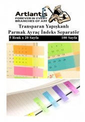 Kendinden Yapışkanlı Ayraç Postit 5 Renkli 1 Adet Yapışkanlı Not Kağıdı Transparan Parmak Ayraç İndeks Seperatör 5 Li Mini - 6