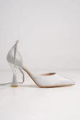 Glossy Gümüş Taşlı Stiletto Abiye Topuklu Ayakkabı thumbnail 2