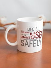 Eğlencei Life/USB Yazılı Eğlenceli Özel Tasarım Baskılı Kupa Bardak Hediye - 2