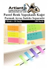Kendinden Yapışkanlı Ayraç Postit 5 Renkli 1 Adet Yapışkanlı Not Kağıdı Transparan Parmak Ayraç İndeks Seperatör 5 Li Mini - 2