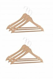 3lü Ahşap Görünümlü Plastik Elbise Askısı - 1