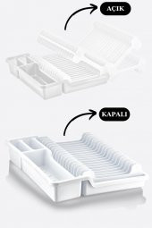 Flosoft Katlanır Bulaşıklık, Kaşıklık Bölmeli Tabaklık Kurutmalık Beyaz - 3