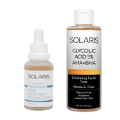 Solaris Hyaluronik Asit - B5 Nemlendirici Serum 30 ml Ve Gözenek Sıkılaştırıcı Aha Bha Glikolik Asit Tonik - 1