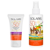 Solaris Güneş Kremi Leke Karşıtı SPF 50+ (50 ml) ve Çocuk Güneş Kremi Sprey SPF 50+ Yüksek Koruma (150 ml) - 1