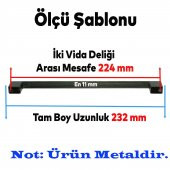 Mobilya Mutfak Banyo Dolabı Çekmece Dolap Kapak Kulpu Kulbu Mat Siyah 224 mm Metal Kulp - 2
