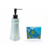 ZBOSP-C272 SIVI SABUNLUKDİŞ FIRÇALIK 2 Lİ BANYO SETİDENİZ FENERİ VE MAVİ ÇİÇEKLİ - 2