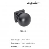 Doğanlar AL-243 Mobilya Kulp Tek Vidalı Düğme Mat Siyah - 2