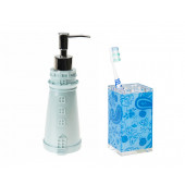 ZBOSP-C276 SIVI SABUNLUKDİŞ FIRÇALIK 2 Lİ BANYO SETİDENİZ FENERİ VE MAVİ ÇİÇEKLİ - 1