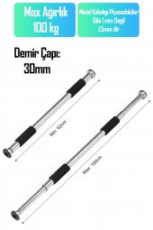Kapı Barfiksi Süngerli Krom Koridor Barfix Aleti Demiri Şınav Çubuğu Chin Up Pull Up Demiri 62-100cm - 4