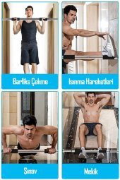 Kapı Barfiksi Süngerli Krom Koridor Barfix Aleti Demiri Şınav Çubuğu Chin Up Pull Up Demiri 62-100cm - 7