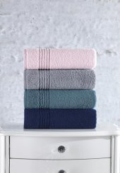 Cotton Box 100 Pamuk 4lü Armurlu Havlu Seti Pudra-Gri-Petrol-Lacivert - 1