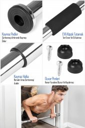 Kapı Barfiksi Süngerli Krom Koridor Barfix Aleti Demiri Şınav Çubuğu Chin Up Pull Up Demiri 80-130cm - 2