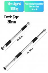 Kapı Barfiksi Süngerli Krom Koridor Barfix Aleti Demiri Şınav Çubuğu Chin Up Pull Up Demiri 80-130cm - 7