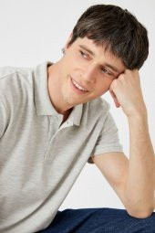 KOTON Erkek Gri Polo Yaka T-Shirt thumbnail 1