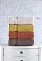 Cotton Box 100 Pamuk 4lü Armurlu Havlu Seti Bej-Hardal-Kiremit-Mürdüm - 1