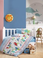 Cotton Box Flanel Bebek Nevresim Takımı Dino Mavi - 1