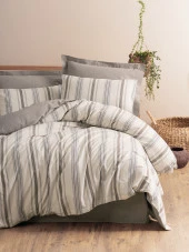 Cotton Box Natureforce İpliği Boyalı Çift Kişilik Nevresim Takımı Neoma Vizon thumbnail 1