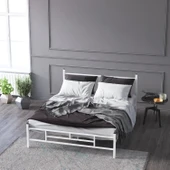 Mobpazar Metal Karyola, Defne Metal Karyola 140x190 cm Beyaz Renk thumbnail 3