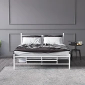 Mobpazar Metal Karyola, Defne Metal Karyola 140x190 cm Beyaz Renk thumbnail 2