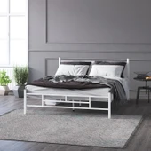 Mobpazar Metal Karyola, Defne Metal Karyola 140x190 cm Beyaz Renk thumbnail 1