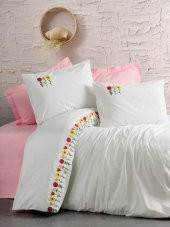 Cotton Box Brode Ranforce Çift Kişilik Nevresim Takımı Mina Pembe - 1