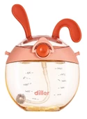 Diller 330 ml Askılı Kırılmaz Tritan Tavşan Şekilli Kırmızı Çocuk Matarası - 1