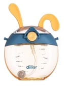 Diller 330 ml Askılı Kırılmaz Tritan Tavşan Şekilli Lacivert Çocuk Matarası - 1