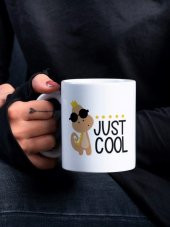 Just Cool Yazılı Dinazor Özel Tasarım Baskılı Kupa Bardak Hediye Çay-Kahve Bardağı - 1