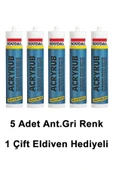 SOUDAL SİLİKONİZE MASTİK ANTRASİT GRİ 500 GR 5 ADET - 1