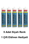 SOUDAL SİLİKONİZE MASTİK SİYAH 500 GR 5 ADET - 1