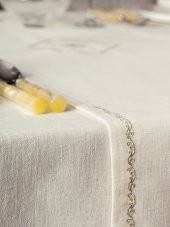 Cotton Box Keten Masa Örtüsü Takımı Pera Ekru 175x240 - 3