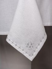 Cotton Box Keten Masa Örtüsü Takımı Pera Beyaz 175x240 - 5