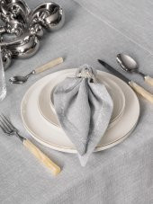 Cotton Box Keten Masa Örtüsü Takımı Pera Gri 175x240 - 4