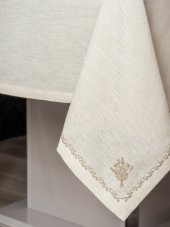 Cotton Box Keten Masa Örtüsü Takımı Pera Ekru 175x240 - 6