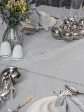 Cotton Box Keten Masa Örtüsü Takımı Pera Gri 175x240 - 2
