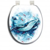 Softy Classic Desenli Yumuşak Klozet Kapağı Mavi Balina - 1
