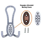 Palmira Portmanto Vestiyer Duvar Askısı Metal Dolap Elbise Askılığı Krom Beyaz Desenli thumbnail 4