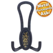 Palmira Portmanto Vestiyer Duvar Askısı Metal Dolap Elbise Askılığı Mat Siyah Desenli - 1