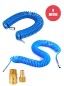 Anadolu Strong Profesyonel Yüksek Kalite Kompresör Spiral Hava Hortumu 8 mm 8 mt Hava Jakı Kompresör Recor Seti - 1
