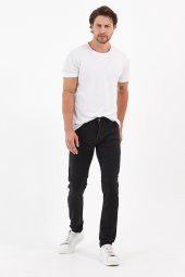 Digital Jeans Örme Hamur Kumaş Dar Kesim Erkek Taşlamalı Füme Renk Kot Pantolon - 2