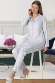 Mecit 5143 Bayan Pembe Boydan Düğmeli Uzun Kollu Pijama Takımı thumbnail 2