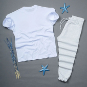 2 Li Beyaz Tshirt-Gri Eşofman Kombin DÜZ - 1