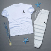 2 Li Beyaz Tshirt-Gri Eşofman Kombin JRD - 1